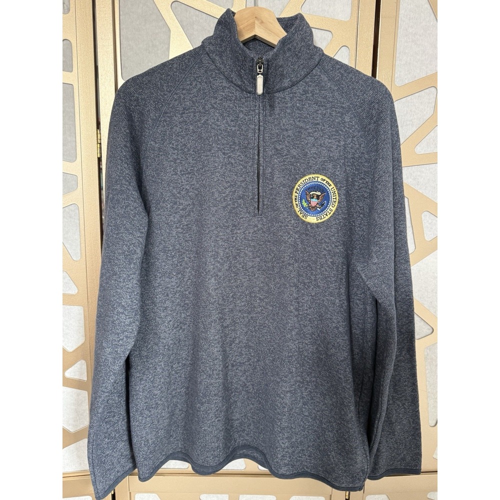 U.S. Presidential Seal Of The President 1/4 Zip Navy Fleece Pullover Size M